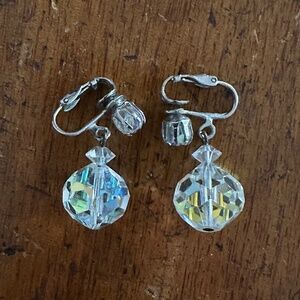 Vintage 1980s Glass clip-on women's earrings